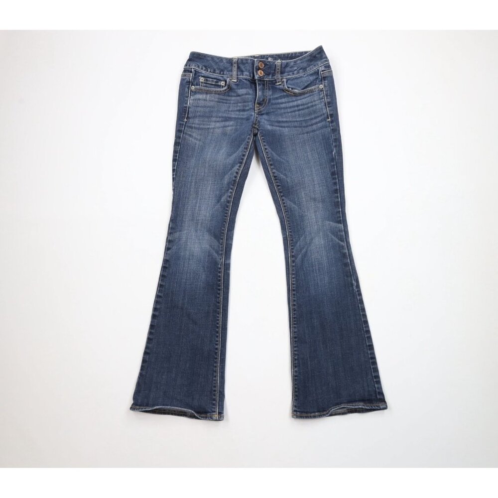 Vtg Y2K American Eagle Outfitters Womens 2 Short Stretch Babydoll Flared Jeans